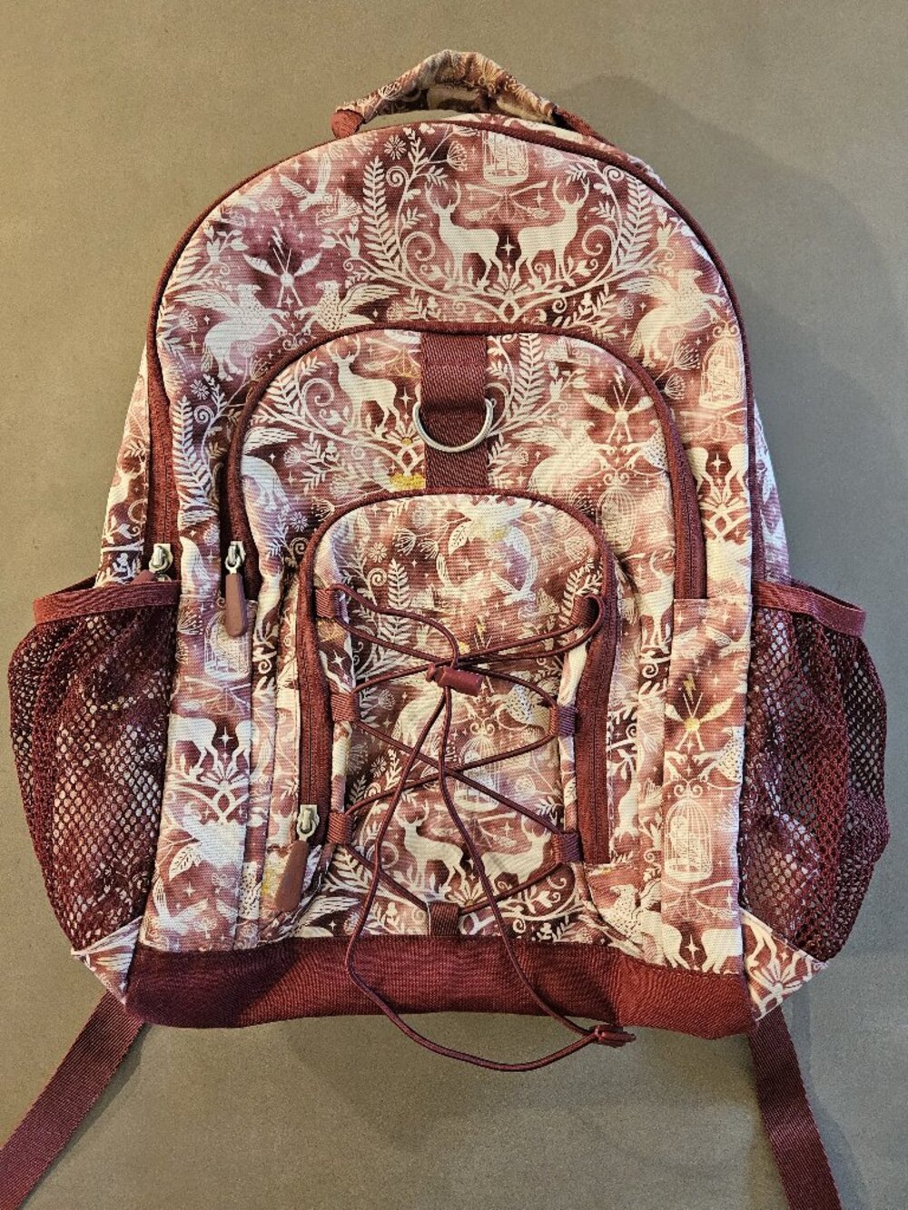 Pottery Barn Teen Harry Potter Burgundy Backpack Hedwig Hippogriffs Patronuses